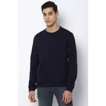 Men Navy Crew Neck Full Sleeves Casual Sweatshirt